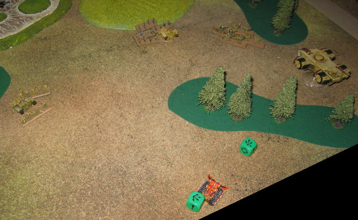Lone Khorne Demon Engine is trying to disrupt Tau defence which protected the western side of the board and dominates it.